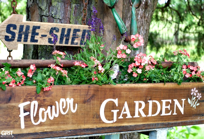 Garden Potting Bench with customized sized using Old Sign Stencils